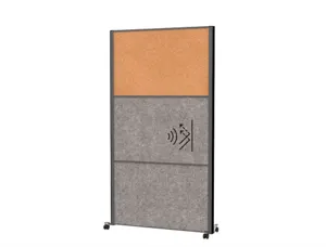 Cloison maul connecto 180x100cm mobile 2 modules    acoustiques gris fonce + 1    module tableau en liege — Non classé