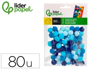 Pompons de couleur liderpapel diametre 1,5cm coloris        nuances bleu assortis sachet  80 unites — Non classé