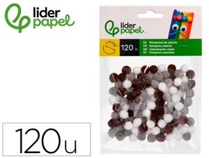 Pompons de couleur liderpapel diametre 1cm coloris nuances  neutres assortis sachet 120   unites — Non classé