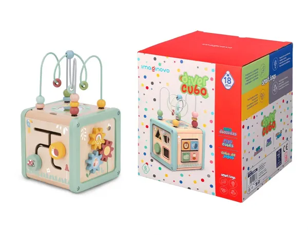 Jeu enfant imaginovo cubes d'activites bois +18mois      15,5x15,5x28 cm — Non classé