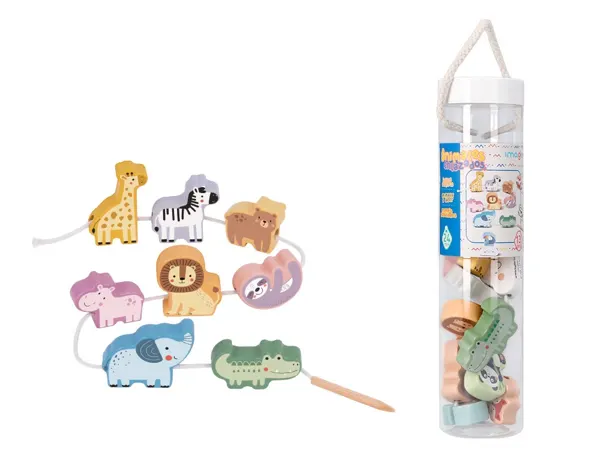 Jeu enfant imaginovo perles d'animaux a enfiler bois +24  mois 13 pieces 27x6,5x6,5 cm — Non classé
