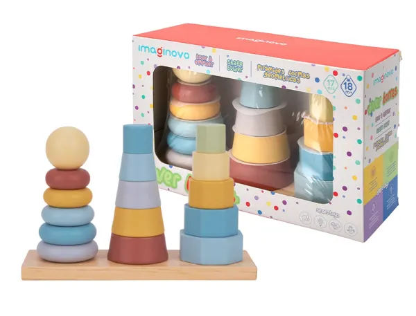 Jeu enfant imaginovo tour formes empilables bois +18    mois 17 pieces 28x20x9 cm — Non classé