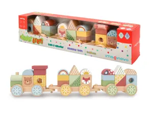 Jeu enfant imaginovo train formes empilables avec roues  bois +18 mois 38x9,5x7,5 cm — Non classé