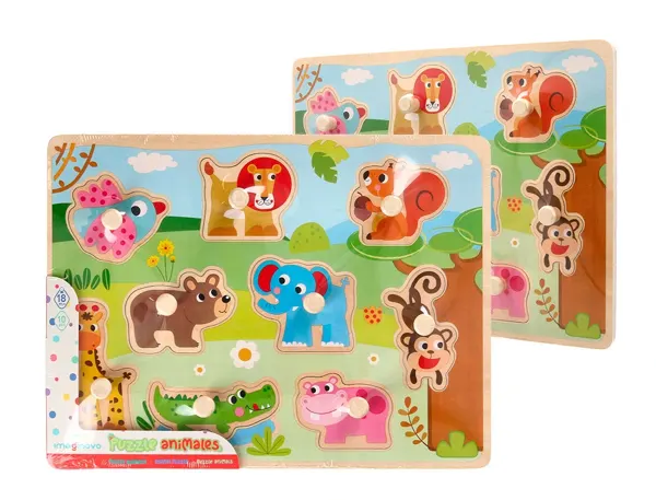 Puzzle enfant imaginovo animaux bois +18 mois 9       pieces 30x22,5x1,5 cm — Non classé