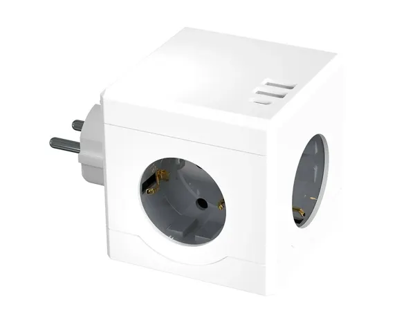Multiprise q-connect power cube  6 en 1 connexion        directe murale 3 prises       courant 2 ports usb 1 port — Non…