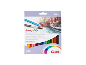 Crayon couleur pentel arts aquarellable corps            hexagonable bois coloris      assortis boite 24 unites — Non classé