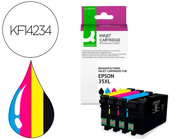 Cartouche d'encre compatible q-connect epson 35xl 2600 p noir/cyan/magenta/jaune pack 4 couleur — Non classé