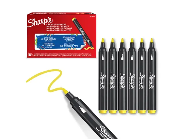 Marqueur sharpie creatif pointe ogive trait 2,5mm      encre acrylique coloris jaune — Non classé