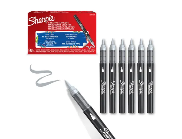Marqueur sharpie creatif pointe pinceau trait min      1,2mm encre acrylique coloris gris — Non classé