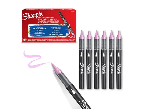 Marqueur sharpie creatif pointe pinceau trait min      1,2mm encre acrylique coloris rose — Non classé