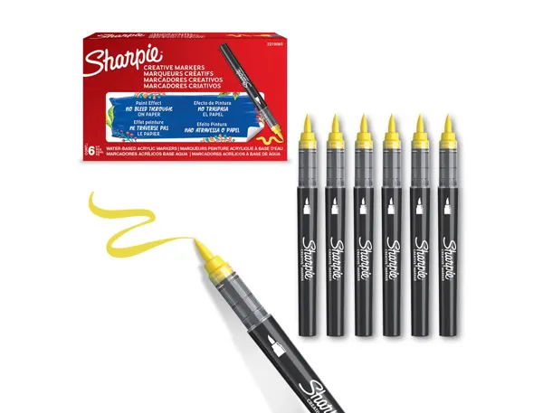 Marqueur sharpie creatif pointe pinceau trait min      1,2mm encre acrylique coloris jaune — Non classé