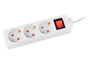 Multiprise q-connect de 3 prises avec interrupteur      longueur cable 1,5m coloris   blanc — Non classé
