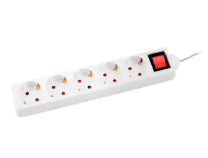 Multiprise q-connect de 5 prises avec interrupteur      longueur cable 1,5m coloris   blanc — Non classé