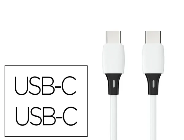 Cable q-connect usb-c vers usb-c pvc longueur 1m coloris blanc — Non classé