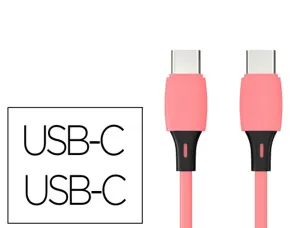 Cable q-connect usb-c vers usb-c pvc longueur 1m coloris rose — Non classé