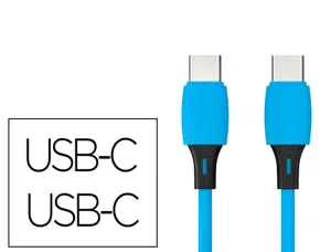 Cable q-connect usb-c vers usb-c pvc longueur 1m coloris bleu — Non classé