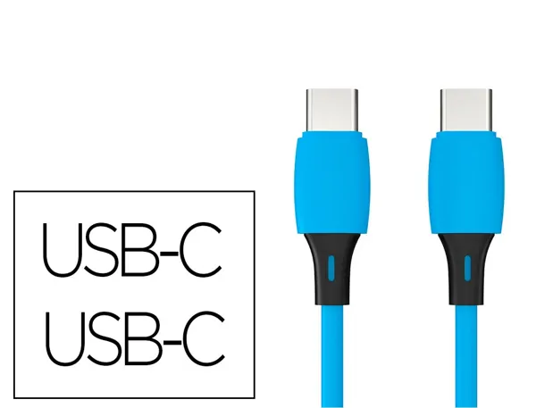Cable q-connect usb-c vers usb-c pvc longueur 2m coloris bleu — Non classé