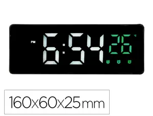 Horloge de bureau q-connect numerique avec temperature 3  alarmes et controle sonore    dimensions 160x60x25mm — Non classé