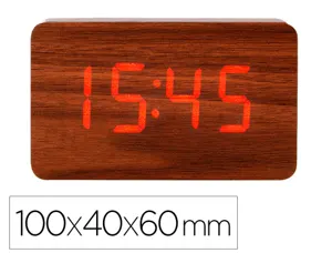 Horloge de bureau q-connect numerique finition bois       lumiere rouge dimensions      100x40x60mm — Non classé