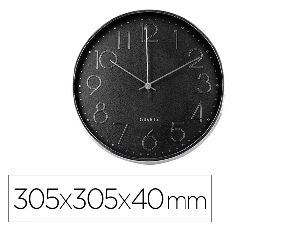 Horloge murale q-connect analogique finition argente   silencieuse dimension         305x305x40mm — Non classé