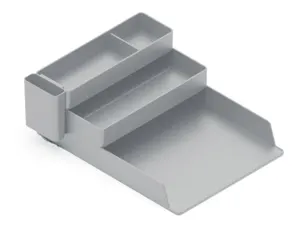 Bac rangement q-connect plastique 4 compartiments     coloris gris — Non classé