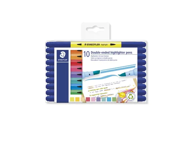 Stylo-surligneur staedtler 3620 double pointe            biseautee/pinceau coloris     assortis set 10 unites — Non classé