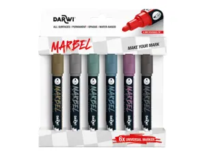 Marqueur darwi marbel universel pointe ronde medium 4mm coloris assortis          metallique set 6 unites — Non classé