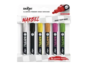 Marqueur darwi marbel universel pointe ronde medium 4mm coloris assortis fluo set 6 unites — Non classé