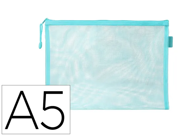 Pochette zip liderpapel a5 multiusage fermeture eclair   polyester transpirable        coloris bleu ciel — Non classé