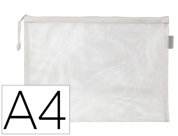 Pochette zip liderpapel a4 multiusage fermeture eclair   polyester transpirable        coloris blanc — Non classé