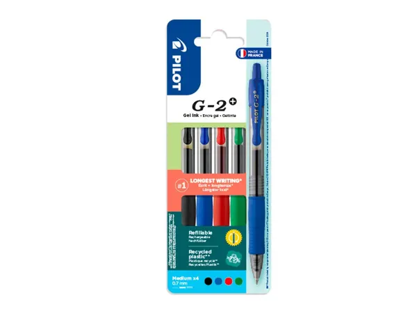 Roller pilot g-2+ encre gel pointe moyenne coloris assortis pochette 4 unites — Non classé