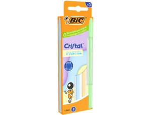 Stylo-bille bic cristal pastel pointe moyenne 1,0mm   encre bleue classique         capuchon boite de 3 — Non classé