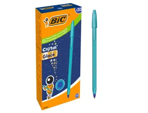 Stylo-bille bic cristal original glace pointe moyenne 1,0mm encre bleue classique   capuchon coloris bleu — Non classé