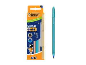 Stylo-bille bic cristal original glace pointe moyenne 1,0mm capuchon encre et       coloris assortis etui 4 — Non classé