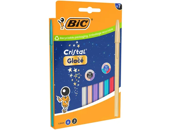 Stylo-bille bic cristal original glace pointe moyenne 1,0mm capuchon encre et       coloris assortis etui 7 — Non classé