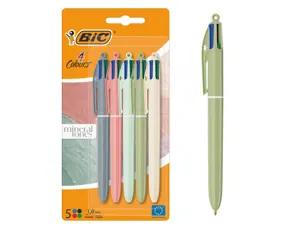 Stylo-bille bic 4 couleurs mineral tones pointe moyenne  1mm retractable coloris       assortis blister 5 unites — Non classé