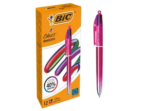 Stylo-bille bic 4 couleurs smooth corps metallique       coloris rose pointe moyenne   1mm retractable encre — Non classé