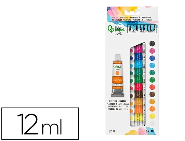 Peinture aquarelle liderpapel boite de 12 tubes en          aluminium de 12 ml coloris    assortis — Non classé