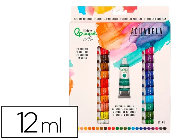 Peinture aquarelle liderpapel boite de 24 tubes en          aluminium de 12 ml coloris    assortis — Non classé