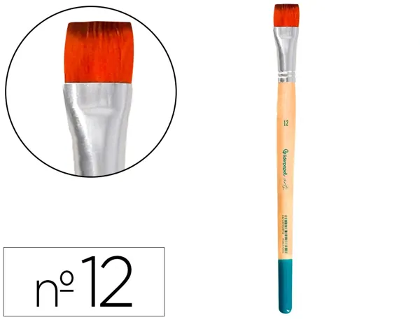 Pinceau pour peinture acrylique et aquarelle        liderpapel n 12 pointe plate  en poils synthetiques — Non classé