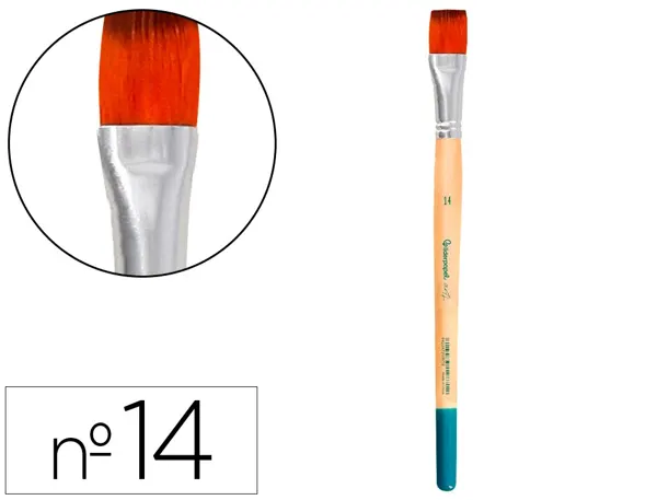 Pinceau pour peinture acrylique et aquarelle        liderpapel n 14 pointe plate  en poils synthetiques — Non classé