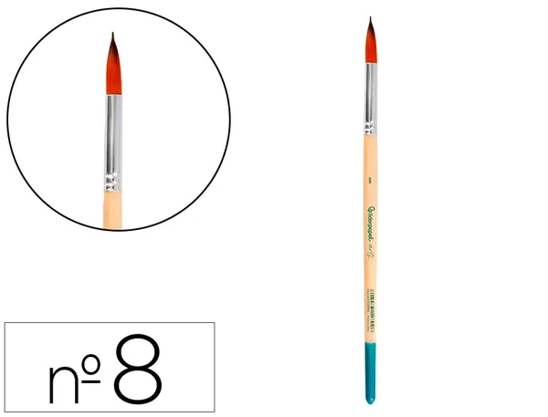Pinceau pour peinture acrylique et aquarelle        liderpapel n 8 pointe ronde   en poils synthetiques — Non classé