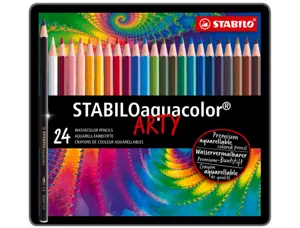 Crayon couleur stabilo aquacolor arty aquarellable   mine solide 2,8mm boite metal 24 unites — Non classé