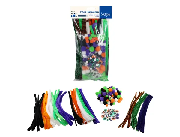 Chenille sodertex yeux mobiles & pompons halloween   coloris assortis maxi pack    300 unites — Non classé