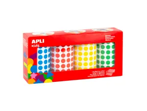 Gommette apli forme ronde diam. 10,5mm coloris assortis pack 4 rouleaux 20768 unites — Non classé