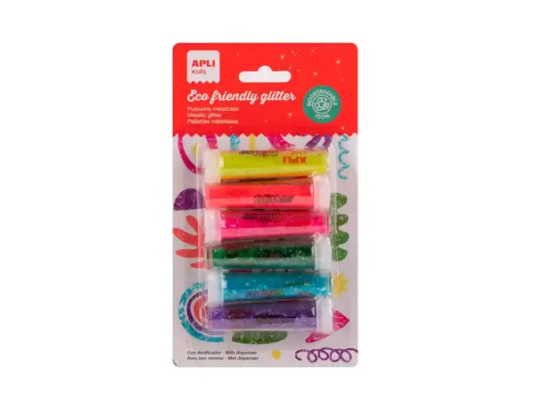 Paillette apli fluo biodegradable pot 6g coloris  assortis pack 6 unites — Non classé
