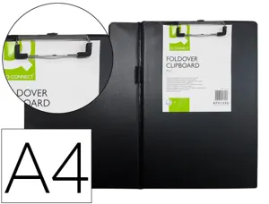 Porte-bloc double q-connect polypropylène pince économique haut 2 poches horizontales rabat coloris noir — Non classé
