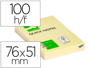 Bloc-notes q-connect quick notes 51x76mm 1 bloc 100f repositionnables coloris jaune — Non classé