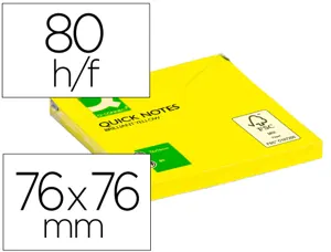 Bloc-notes q-connect quick notes couleurs néon 76x76mm 80f repositionnables coloris jaune vif — Non classé