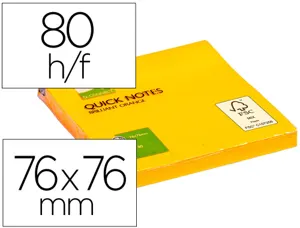 Bloc-notes q-connect quick notes couleurs néon 76x76mm 80f repositionnables coloris orange vif — Non classé